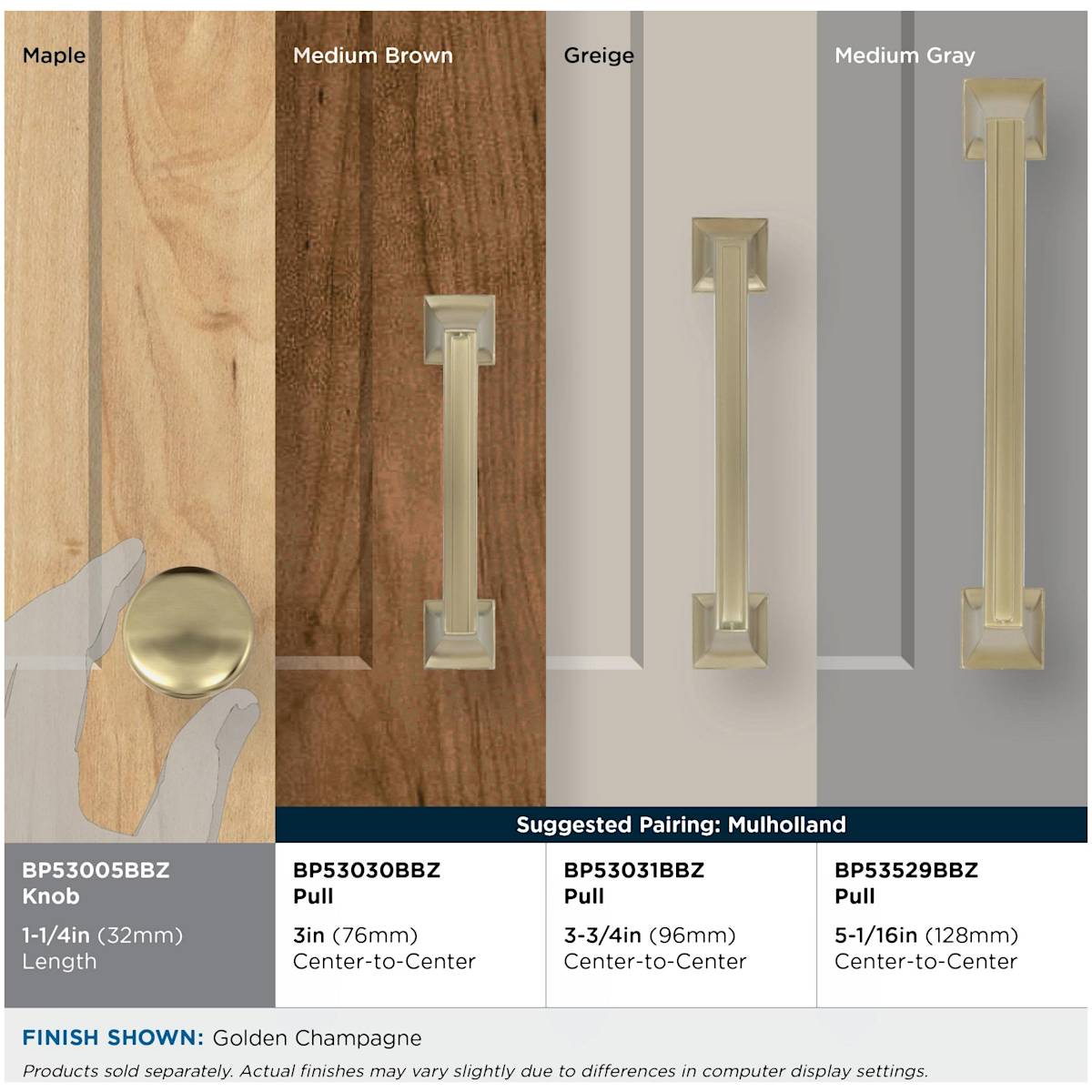 Amerock - Ravello-36-HW-BBZ - Edona (4) 1-1/4 Inch Mushroom Cabinet Knob - 4 Pack in Golden Champagne