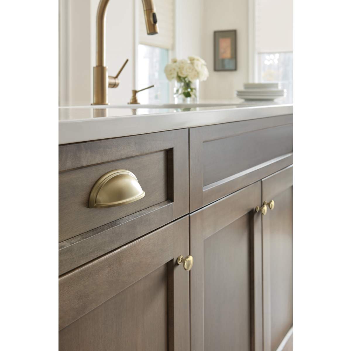 Amerock - Ravello-36-HW-BBZ - Edona (4) 1-1/4 Inch Mushroom Cabinet Knob - 4 Pack in Golden Champagne