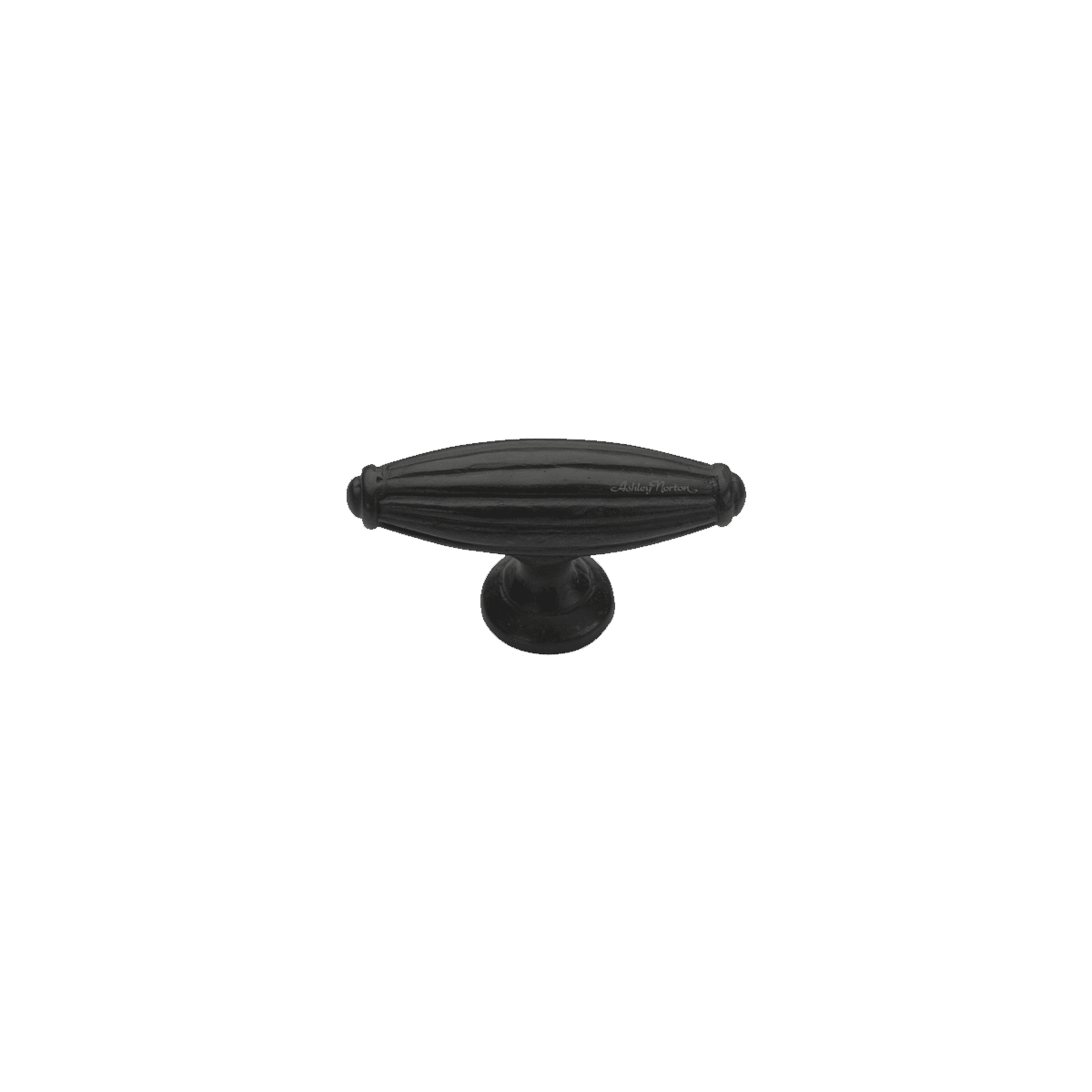 Ashley Norton - TC.115 - Solid Bronze Large Reeded 2-7/8 Inch Oval Cabinet Knob in Distressed Black