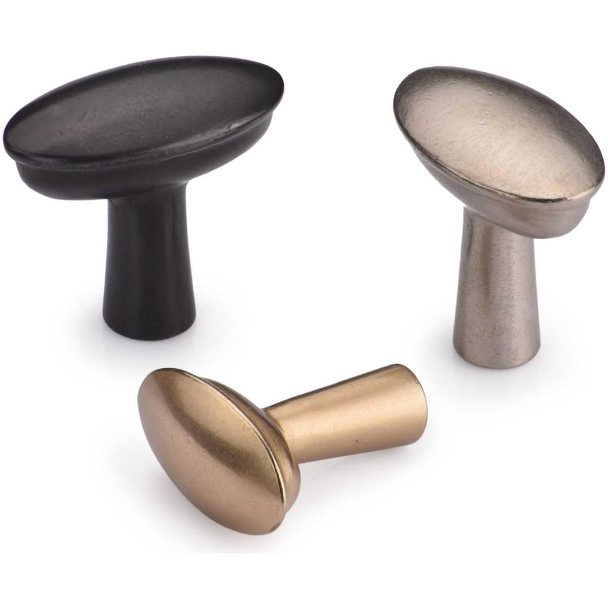 Ashley Norton - TC.3112 11/2 - Solid Bronze Mila 1-1/2 Inch Oval Cabinet Knob in Distressed Black