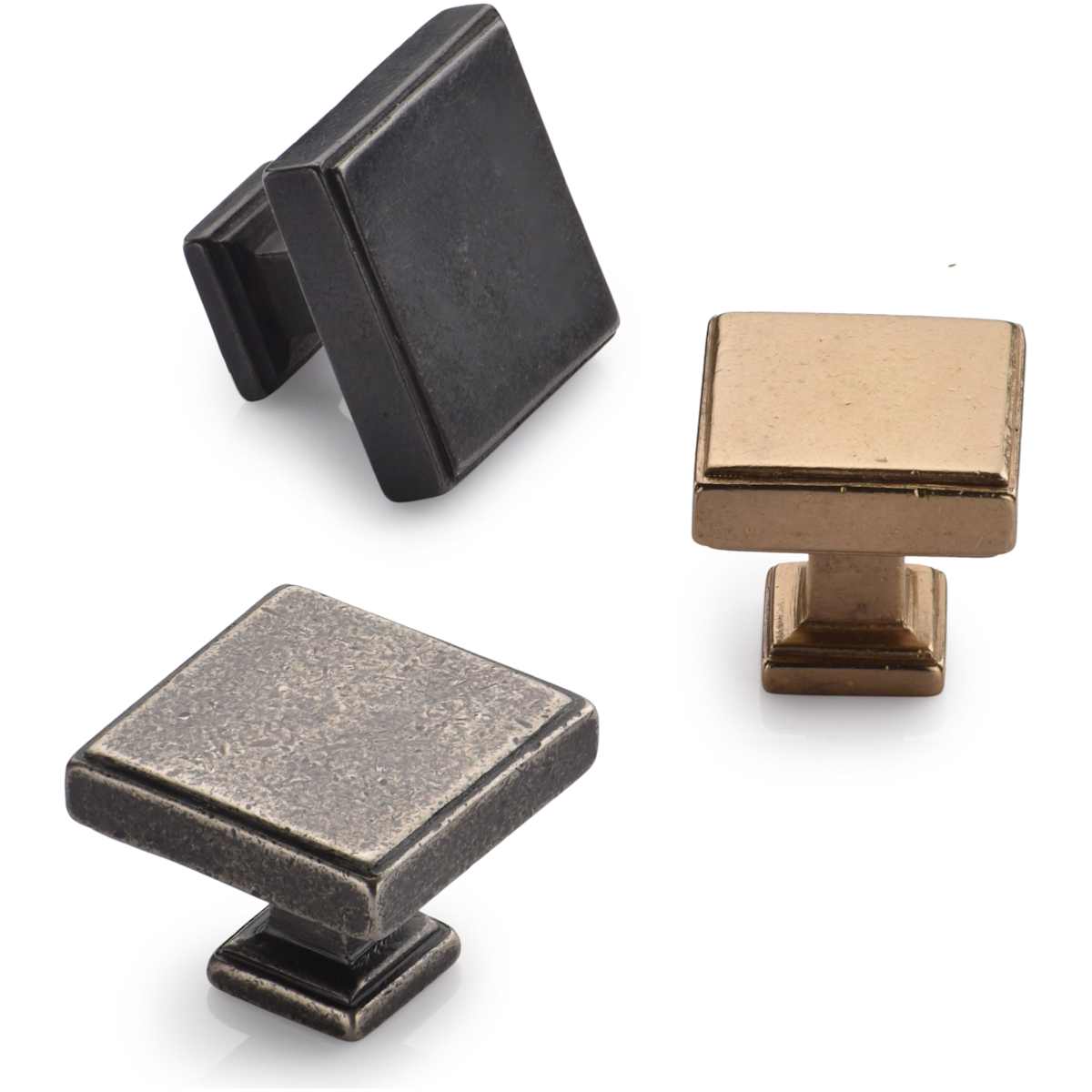 Ashley Norton - NB.3899 11/2 - Solid Bronze Miles 1-1/2 Inch Square Cabinet Knob in Natural Bronze