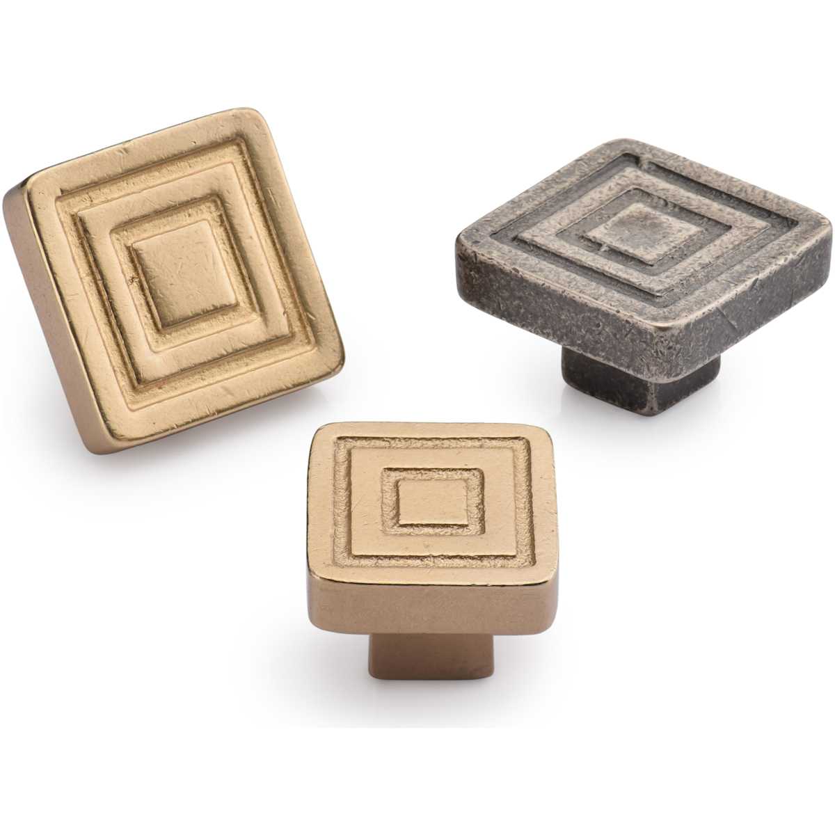 Ashley Norton - WM.3980 11/4 - Solid Bronze Rustic Deco 1-1/4 Inch Square Cabinet Knob in White Medium