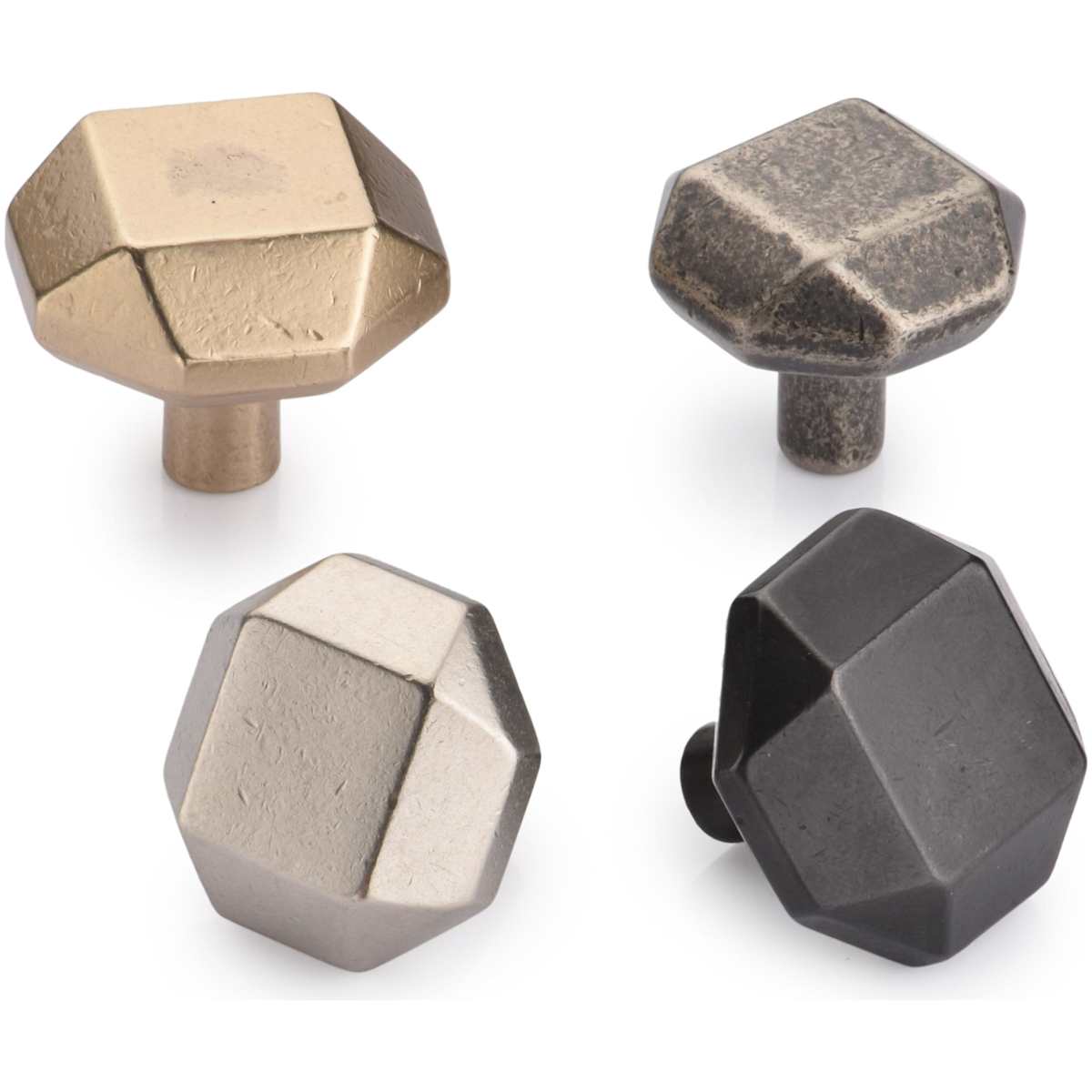 Ashley Norton - TC.3995 11/4 - Solid Bronze Faceted 1-1/4 Inch Geometric Cabinet Knob in Distressed Black