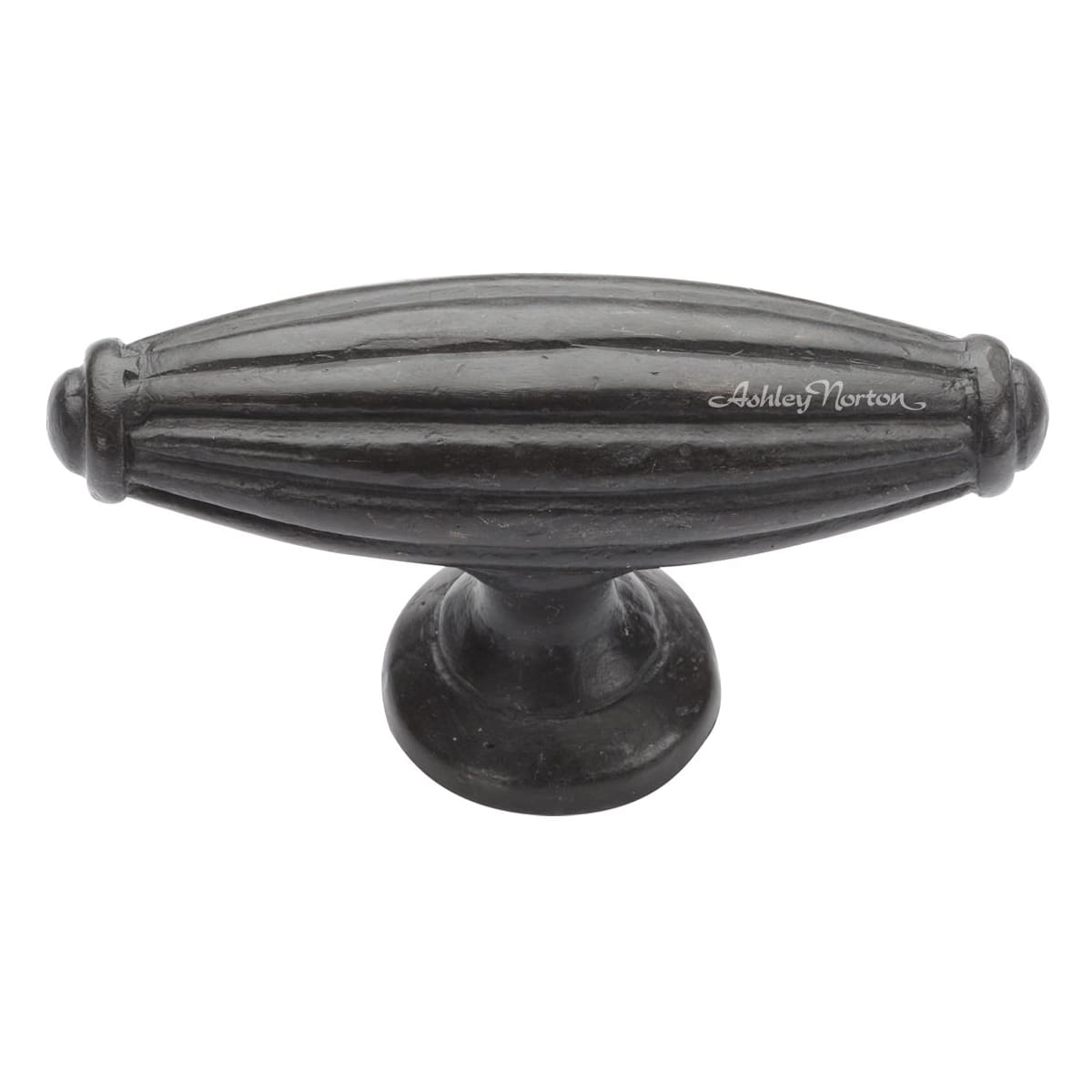 Solid Bronze Large Reeded 2-7/8 Inch Oval Cabinet Knob