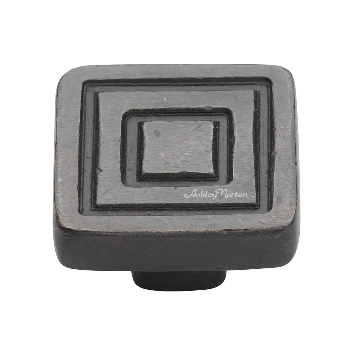 Ashley Norton - BZ.3980 11/2 - Solid Bronze Rustic Deco 1-1/2 Inch Square Cabinet Knob in Dark Bronze