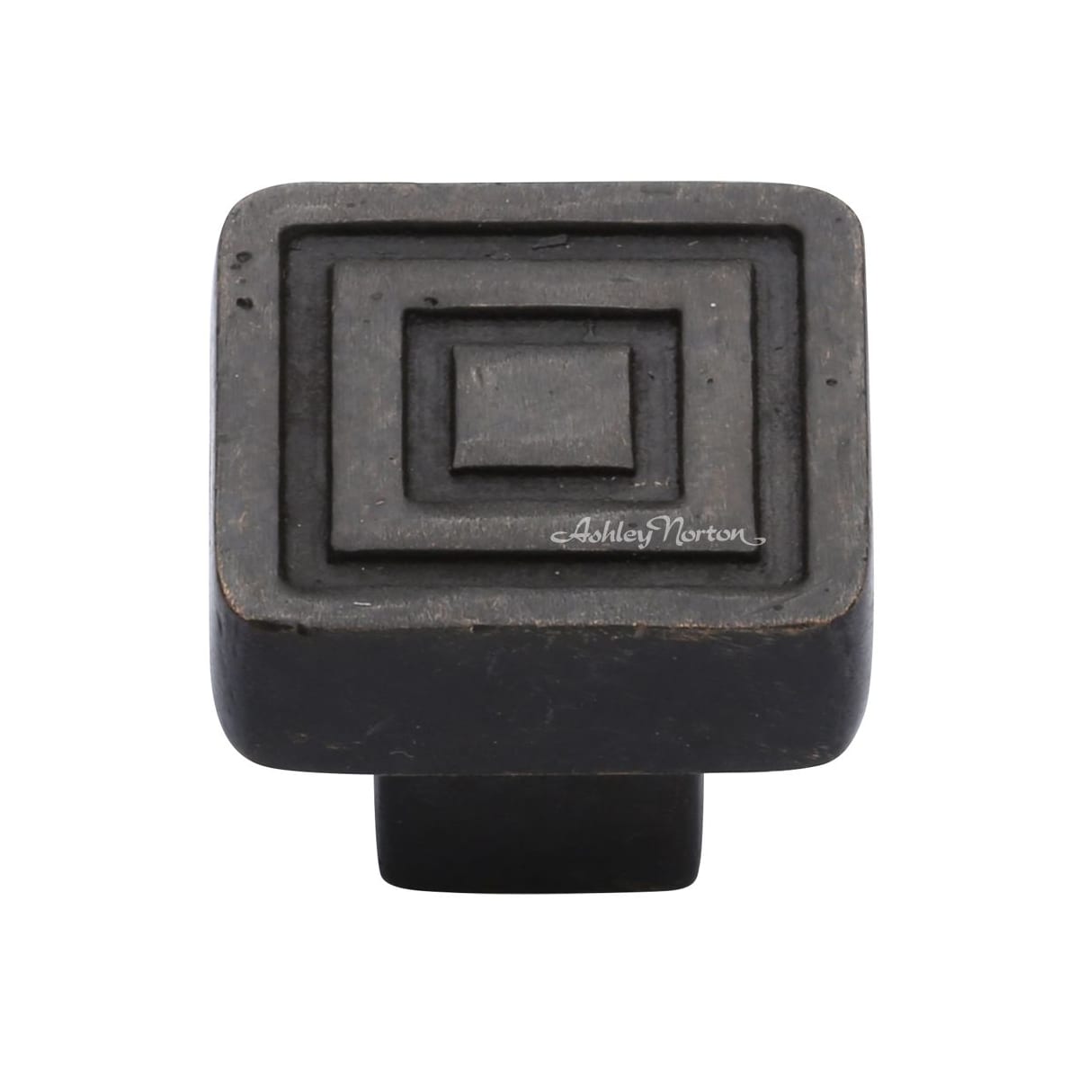 Solid Bronze Rustic Deco 1-1/4 Inch Square Cabinet Knob
