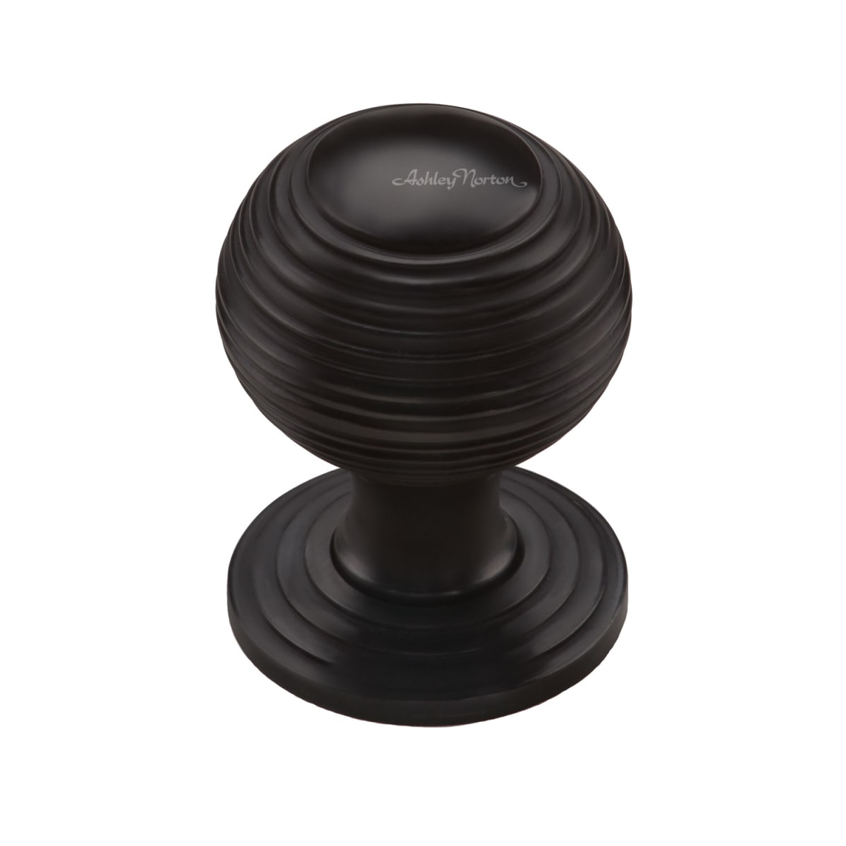 Solid Brass Reeded 1-1/4 Inch Round Cabinet Knob with Backplate