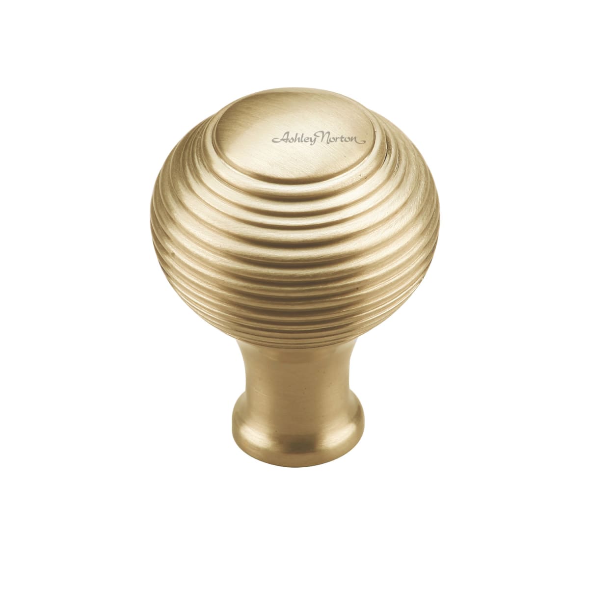 Solid Brass Reeded 1-1/4 Inch Round Cabinet Knob