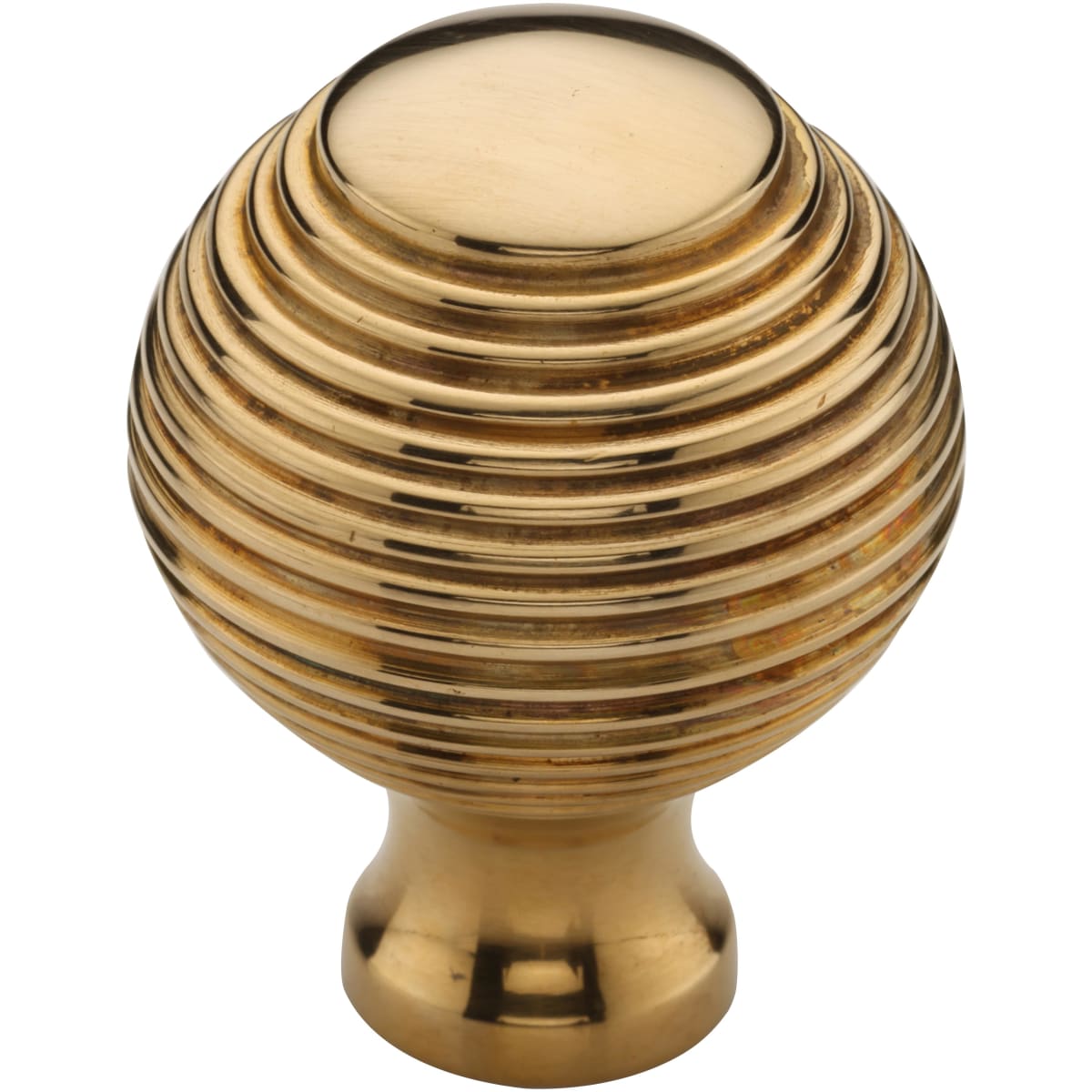 Solid Brass Reeded 1-1/4 Inch Round Cabinet Knob