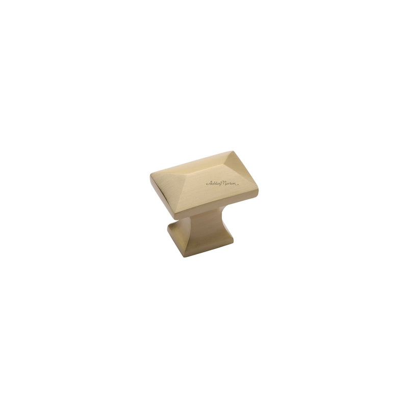 Ashley Norton - MT2232-035-MSB - Solid Brass Anvil 1-3/8 Inch Rectangular Cabinet Knob in Satin Brass