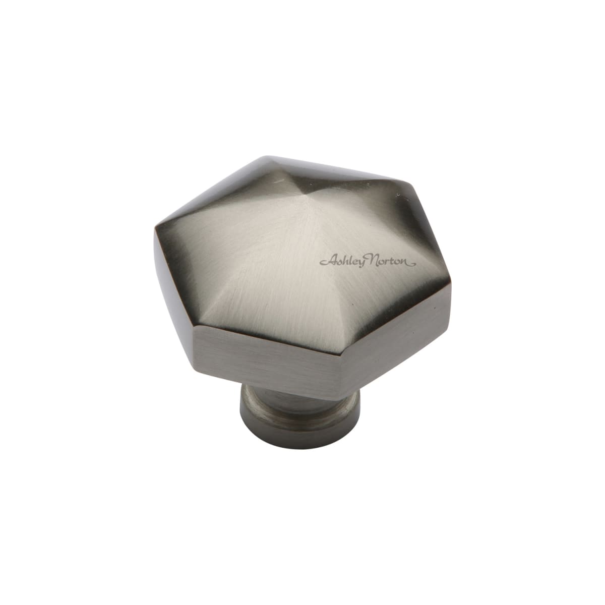 Solid Brass Hex 1-1/4 Inch Geometric Cabinet Knob