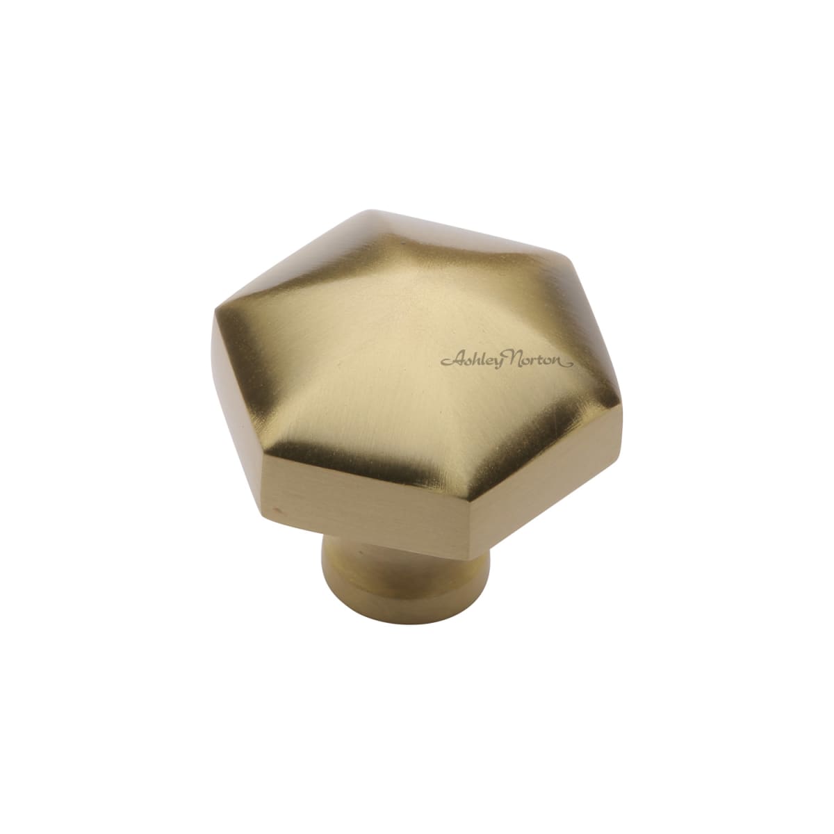 Ashley Norton - MT2238-032-MSB - Solid Brass Hex 1-1/4 Inch Geometric Cabinet Knob in Satin Brass