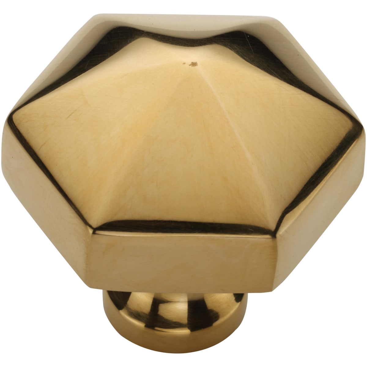 Solid Brass Hex 1-1/4 Inch Geometric Cabinet Knob