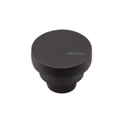 Ashley Norton - MT3624-032-BLK - Solid Brass Round Step 1-1/4 Inch Mushroom Cabinet Knob in Flat Black