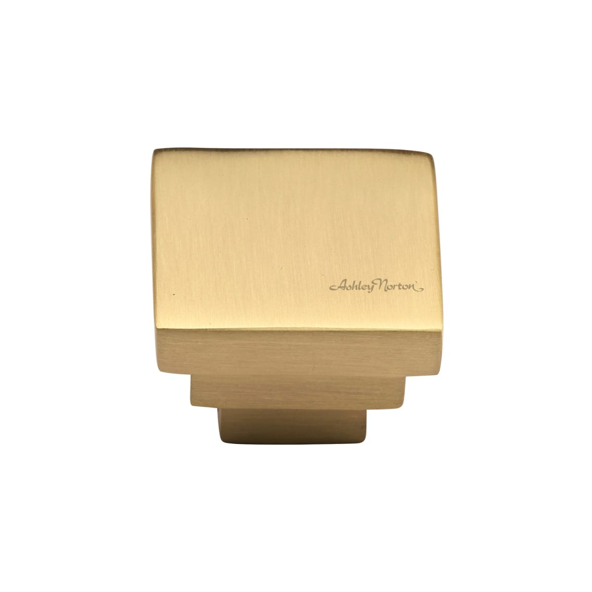 Ashley Norton - MT3672-032-MSB - Solid Brass Square Step 1-1/4 Inch Square Cabinet Knob in Satin Brass