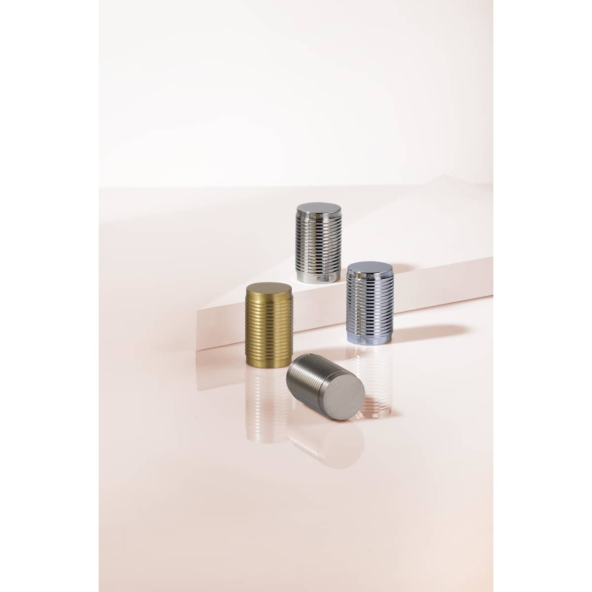 Ashley Norton - MT3840-020-GSN - Solid Brass Reeded Stick 13/16 Inch Cylindrical Cabinet Knob in Satin Nickel