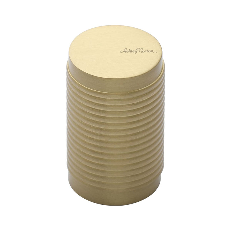 Ashley Norton - MT3840-020-MSB - Solid Brass Reeded Stick 13/16 Inch Cylindrical Cabinet Knob in Satin Brass