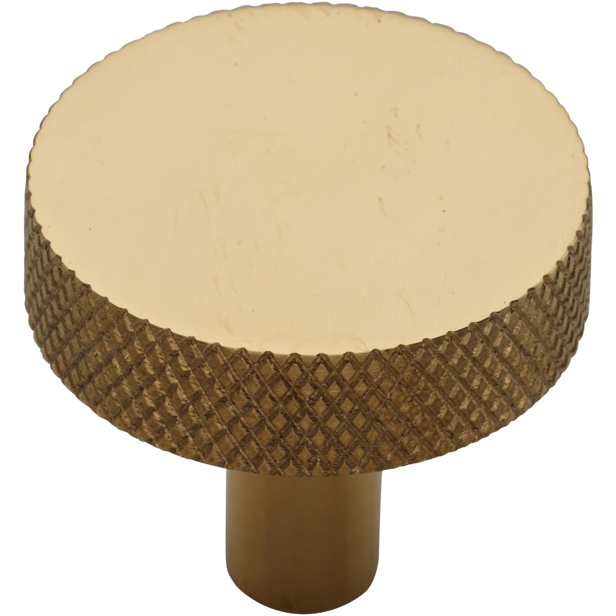 Ashley Norton - MT3884-032-ULB - Solid Brass Disc Knurled 1-1/4 Inch Mushroom Cabinet Knob in Unlacquered Brass