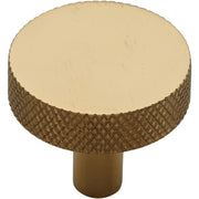 Ashley Norton - MT3884-032-ULB - Solid Brass Disc Knurled 1-1/4 Inch Mushroom Cabinet Knob in Unlacquered Brass