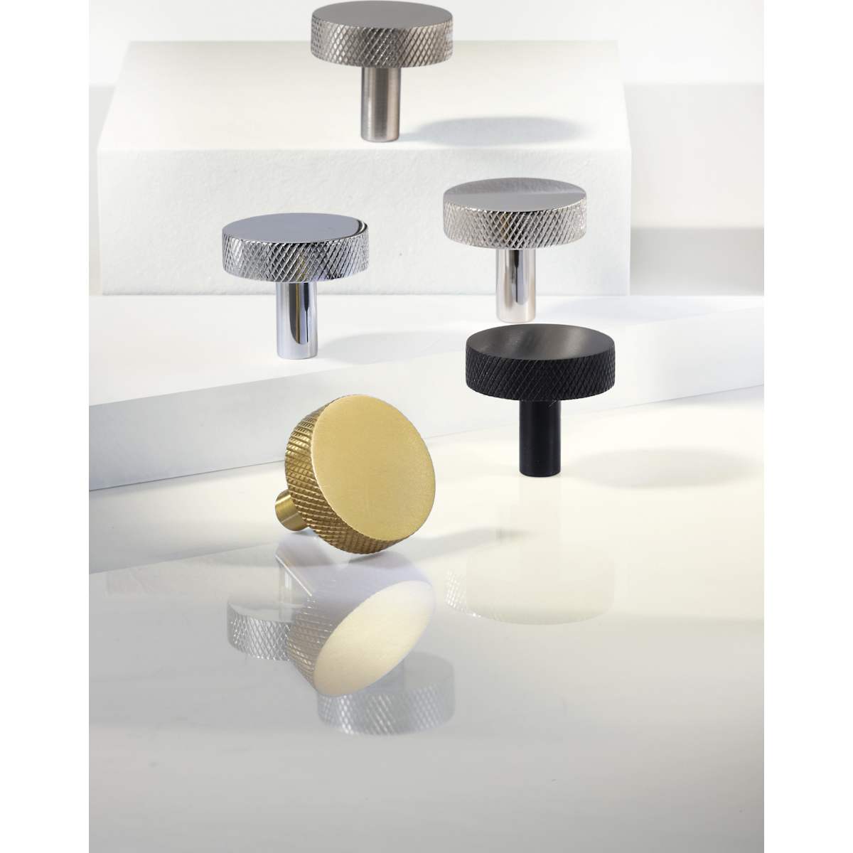 Ashley Norton - MT3884-038-PCH - Solid Brass Disc Knurled 1-1/2 Inch Mushroom Cabinet Knob in Polished Chrome