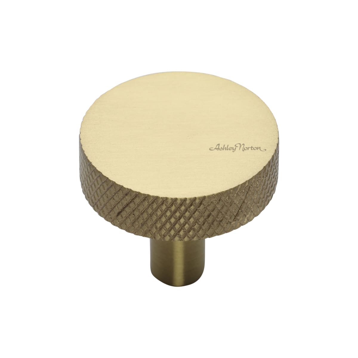Solid Brass Disc Knurled 1-1/2 Inch Mushroom Cabinet Knob
