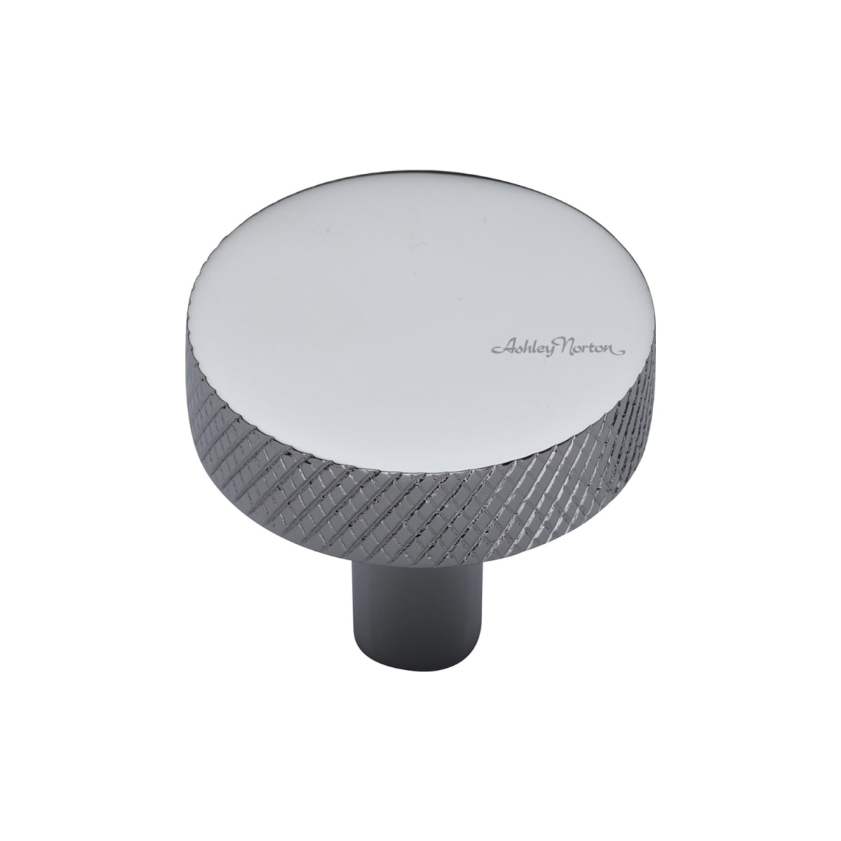 Ashley Norton - MT3884-038-PCH - Solid Brass Disc Knurled 1-1/2 Inch Mushroom Cabinet Knob in Polished Chrome