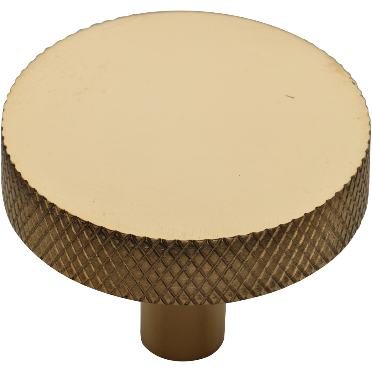 Solid Brass Disc Knurled 1-1/2 Inch Mushroom Cabinet Knob