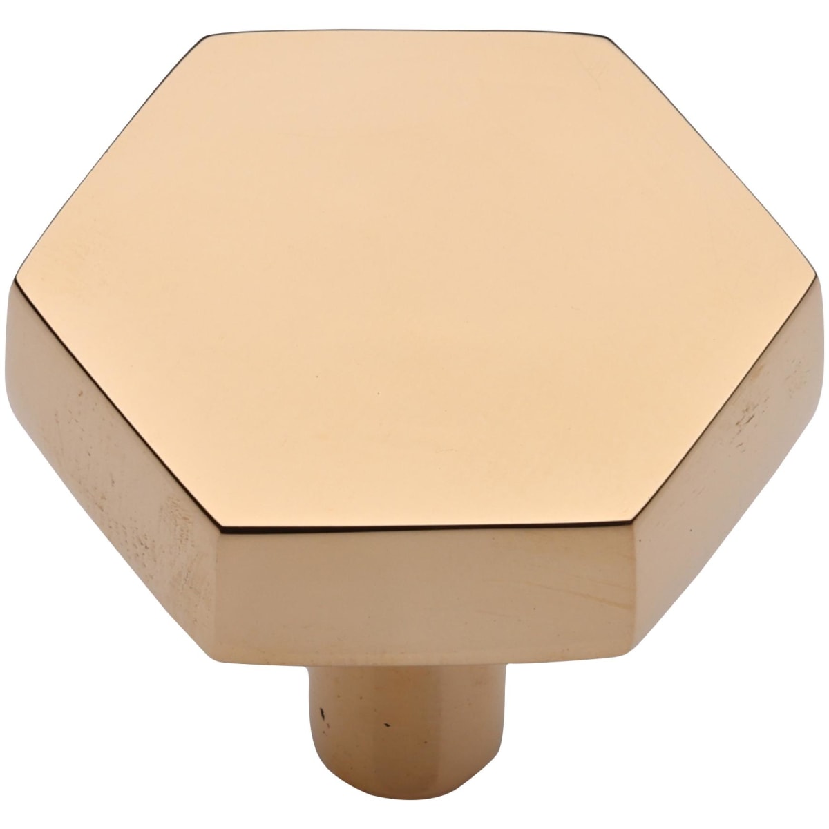 Solid Brass Hex 1-3/8 Inch Geometric Cabinet Knob