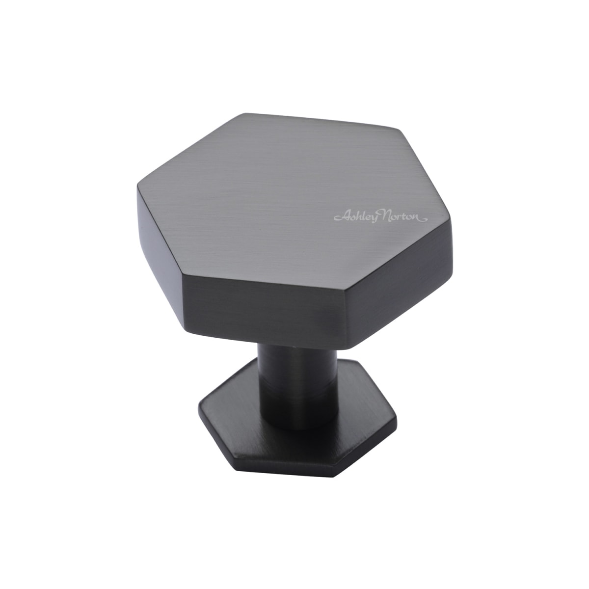 Solid Brass Hex 1-3/8 Inch Geometric Cabinet Knob with Backplate