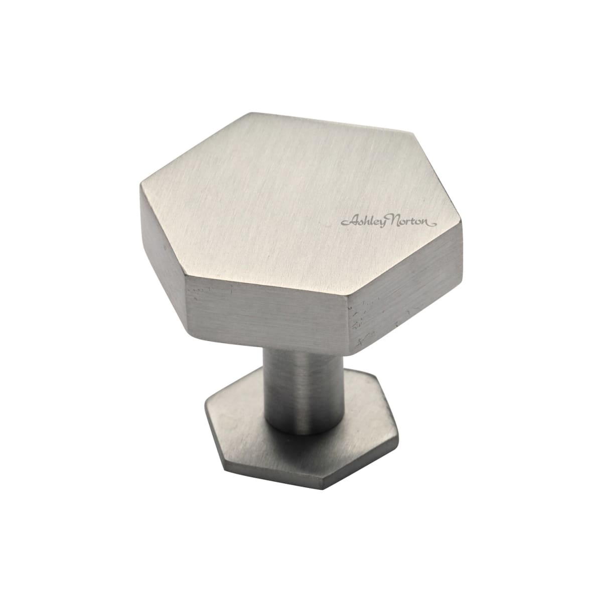 Solid Brass Hex 1-3/8 Inch Geometric Cabinet Knob with Backplate