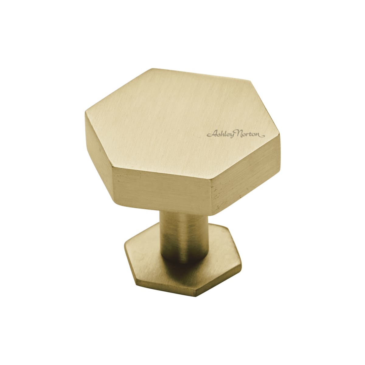 Solid Brass Hex 1-3/8 Inch Geometric Cabinet Knob with Backplate