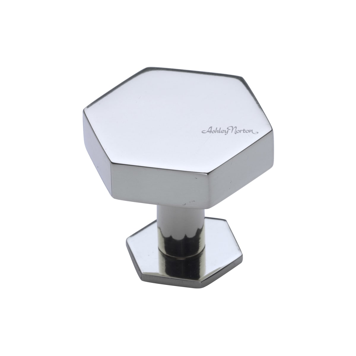 Ashley Norton - MT4335-036-PCH - Solid Brass Hex 1-3/8 Inch Geometric Cabinet Knob with Backplate in Polished Chrome