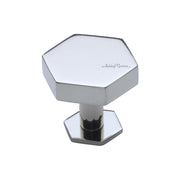 Ashley Norton - MT4335-036-PCH - Solid Brass Hex 1-3/8 Inch Geometric Cabinet Knob with Backplate in Polished Chrome