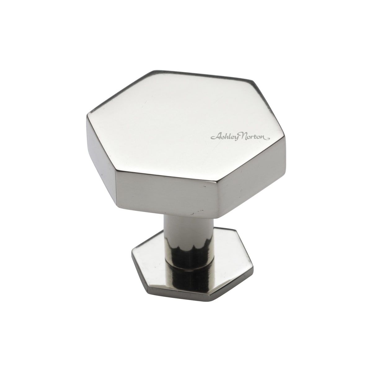 Solid Brass Hex 1-3/8 Inch Geometric Cabinet Knob with Backplate