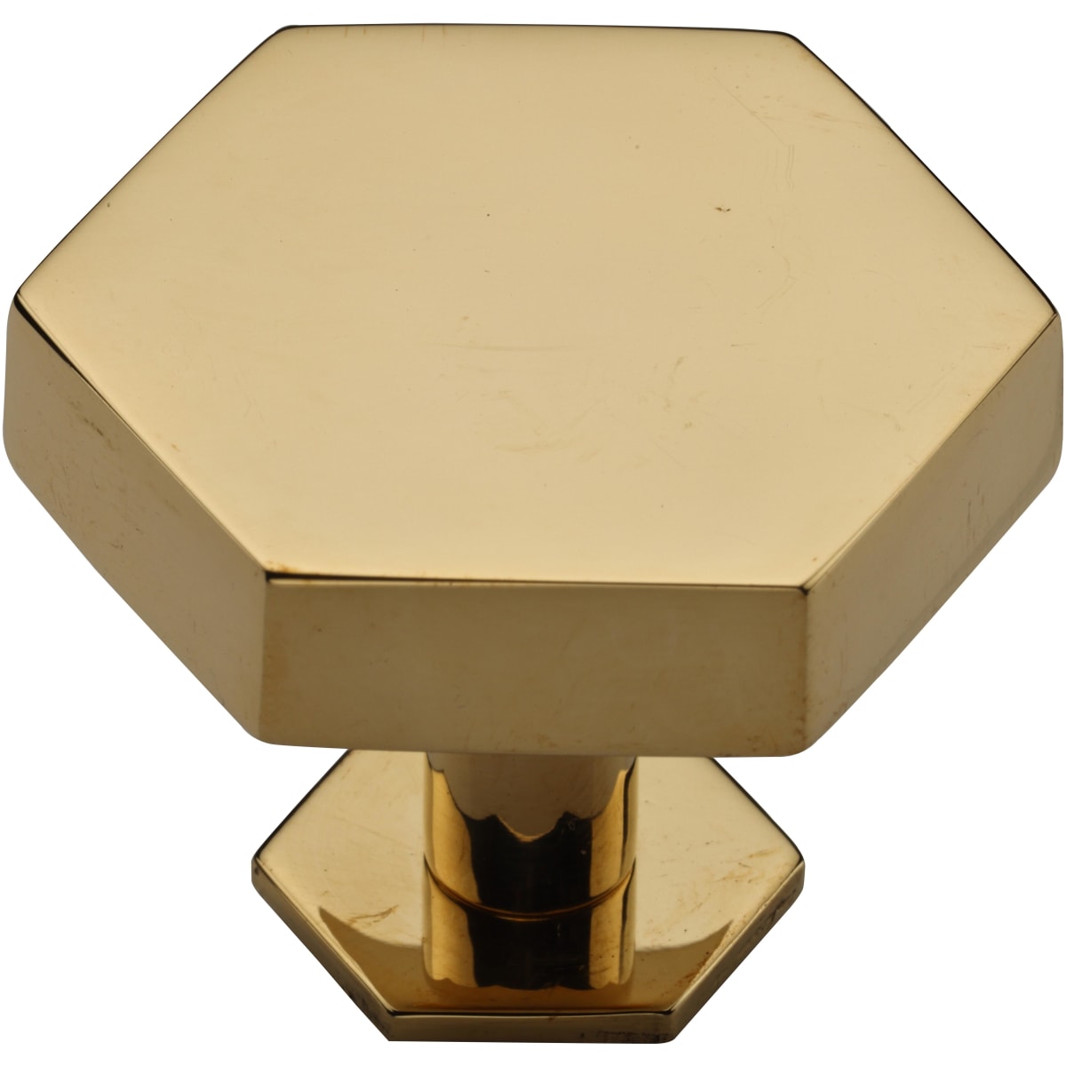 Solid Brass Hex 1-3/4 Inch Geometric Cabinet Knob with Backplate