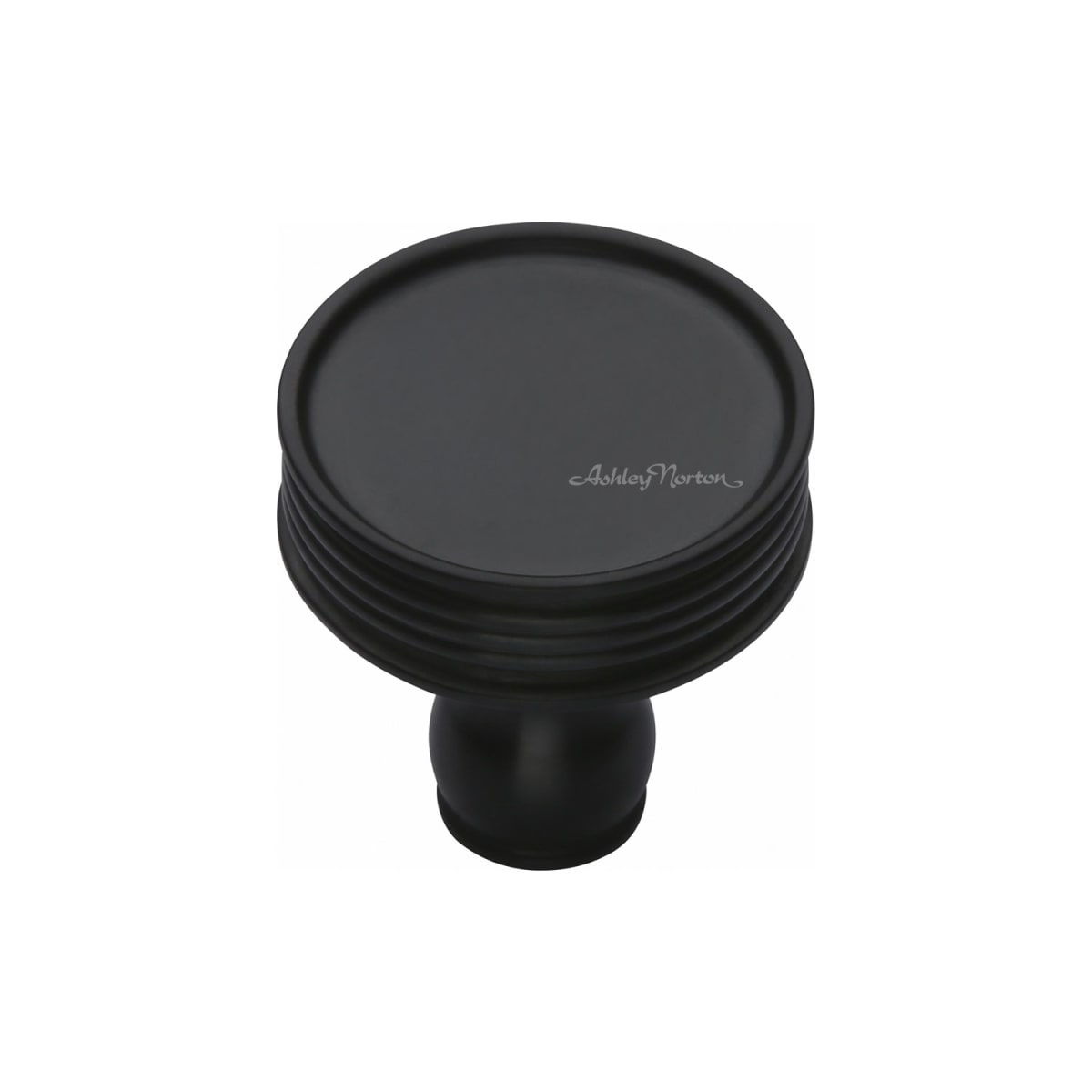 Ashley Norton - MT4547-032-BLK - Solid Brass Lisbon Ridged 1-1/4 Inch Mushroom Cabinet Knob in Flat Black