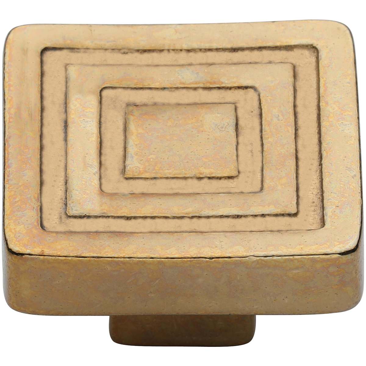Solid Bronze Rustic Deco 1-1/2 Inch Square Cabinet Knob