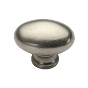 Ashley Norton - WL.118 11/2 - Solid Bronze 1-1/2 Inch Rustic Oval Egg Cabinet Knob / Drawer Knob in White Bronze
