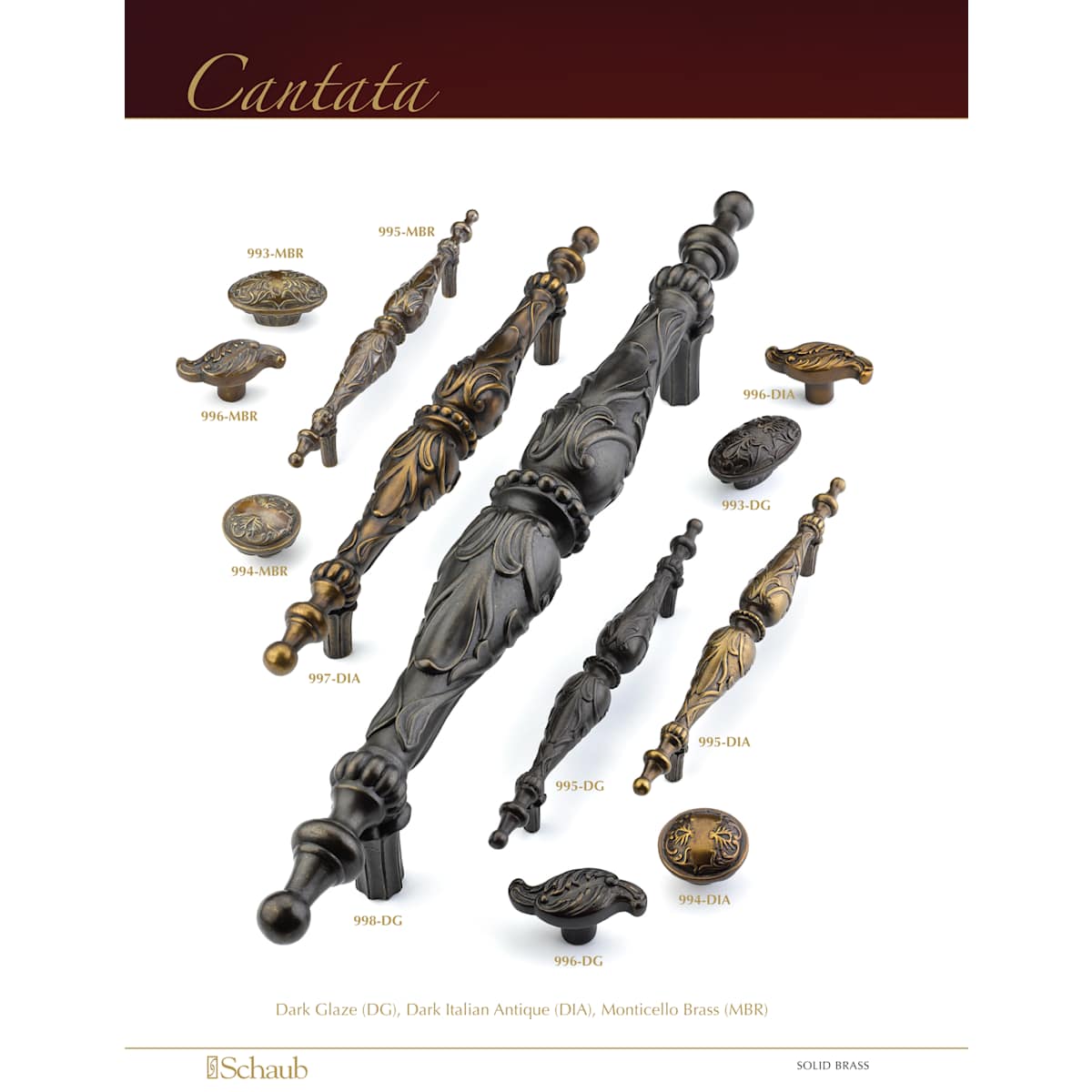 Schaub and Company - 996-WB - Cantata 2" Solid Brass Designer Classical Venetian Leaf Cabinet Knob - Acanthus in White Brass