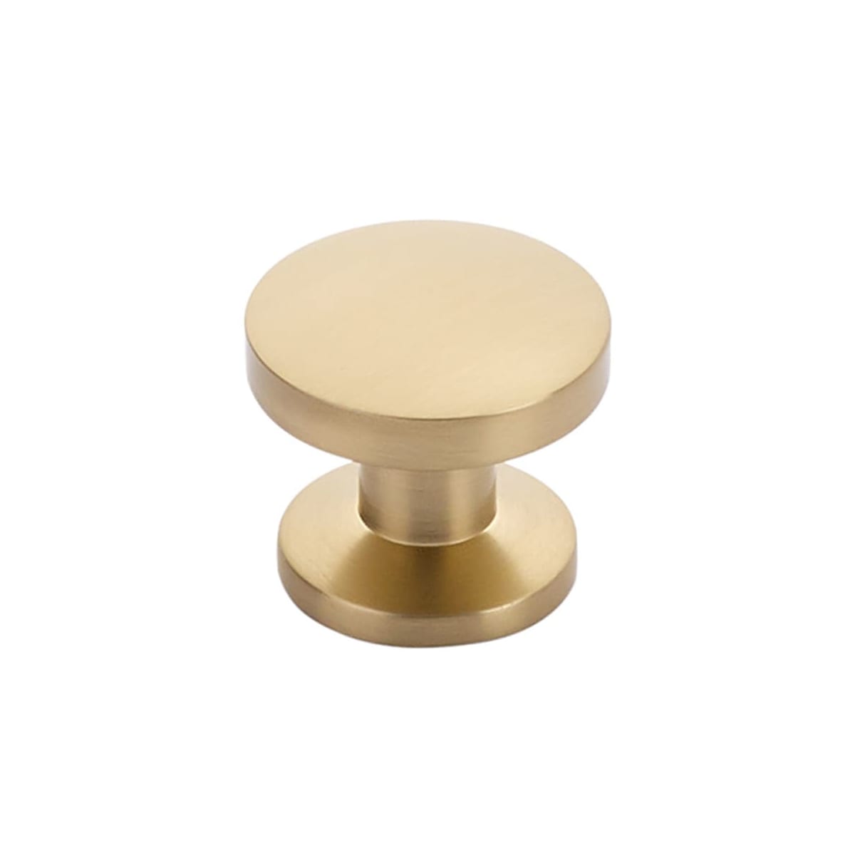 Schaub and Company - 211-SSB - Northport 1-3/8" Modern Flat Disc Round Maritime Nautical Mushroom Cabinet Knob / Drawer Knob in Signature Satin Brass