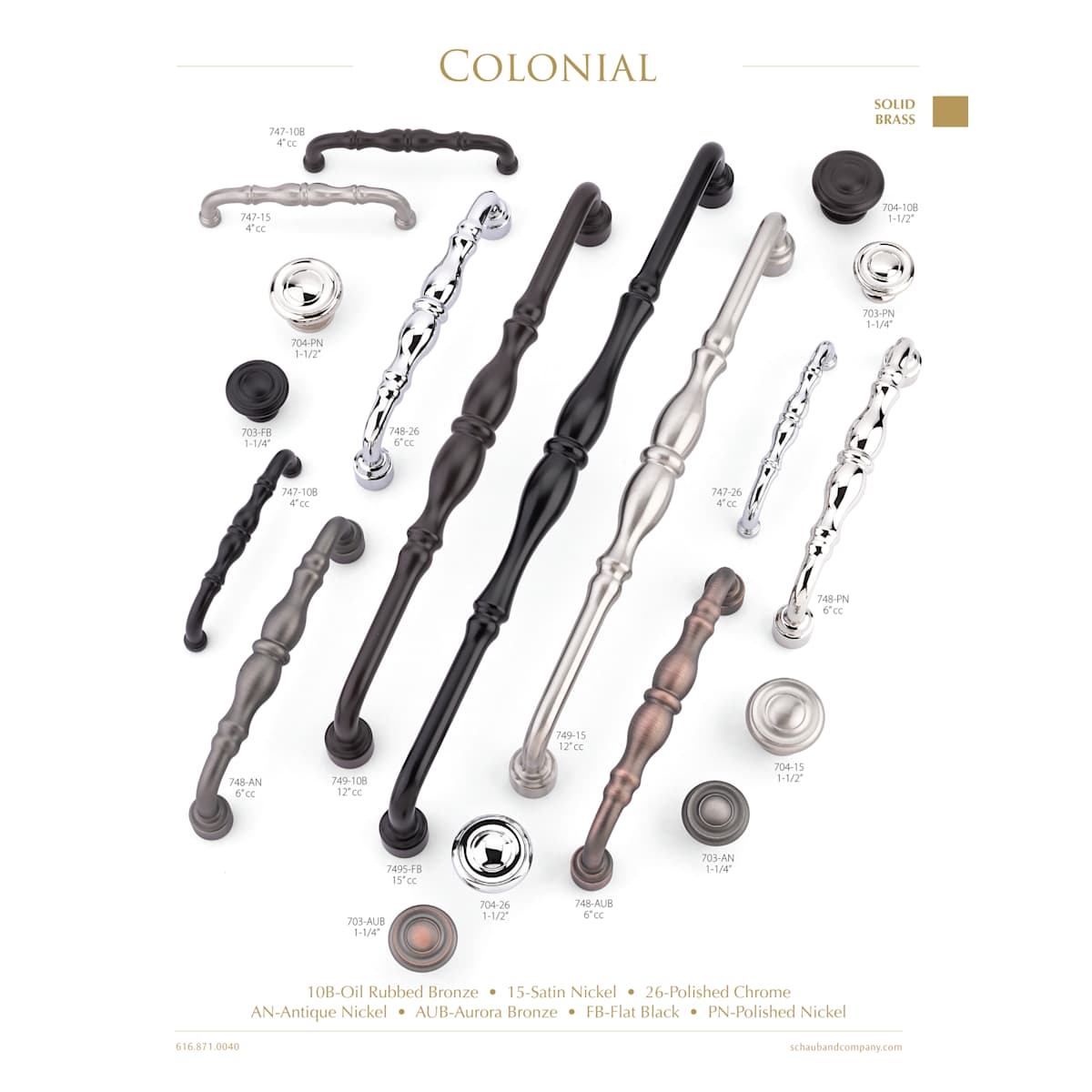 Schaub and Company - 747-26 - Colonial 4" Center to Center Traditional Knuckled Handle Solid Brass Cabinet Pull in Polished Chrome