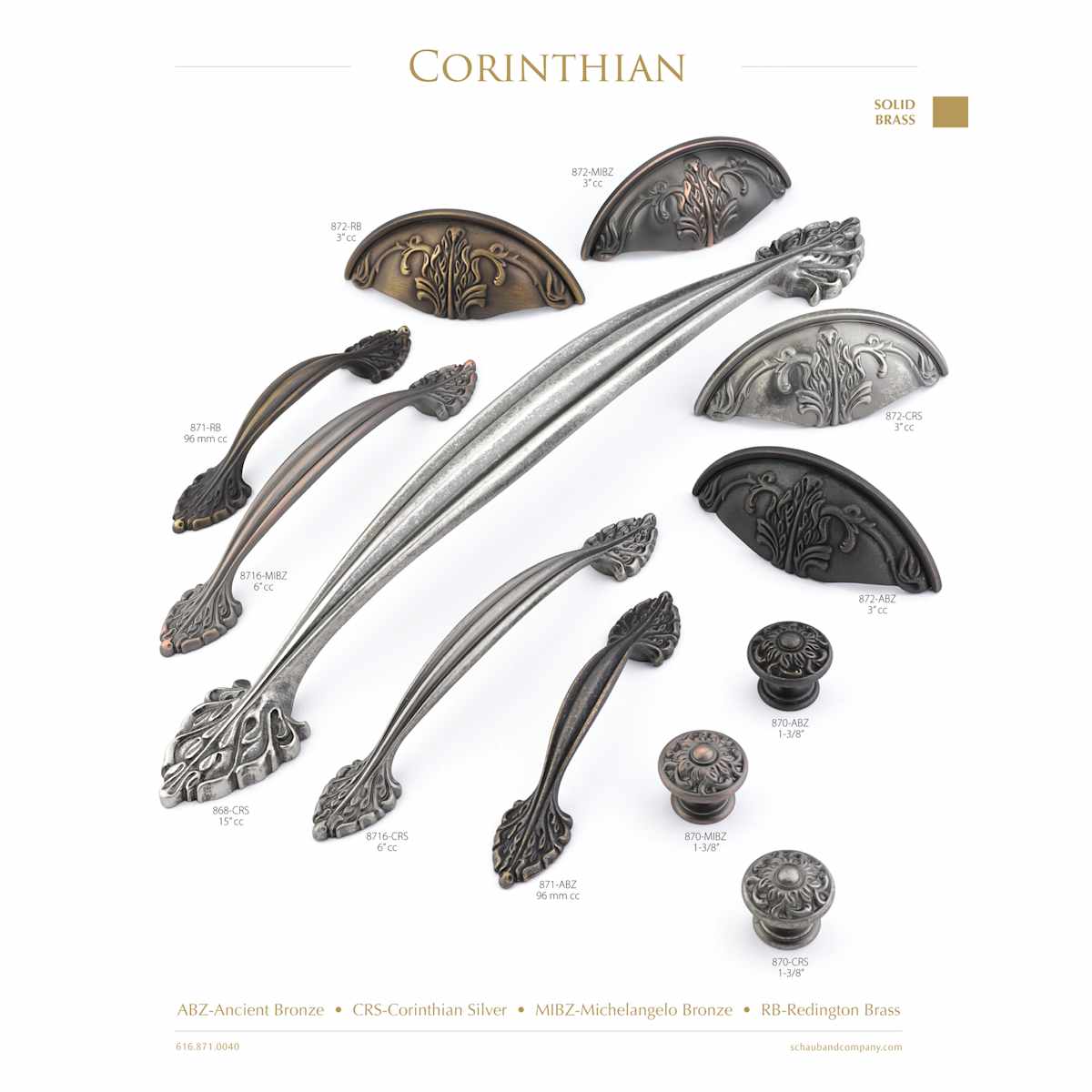 Schaub and Company - 870-CRS-25PACK - 2 Pack5 - Corinthian 1-3/8" Venetian Classical Round Solid Brass Cabinet Knob in Corinthian Silver