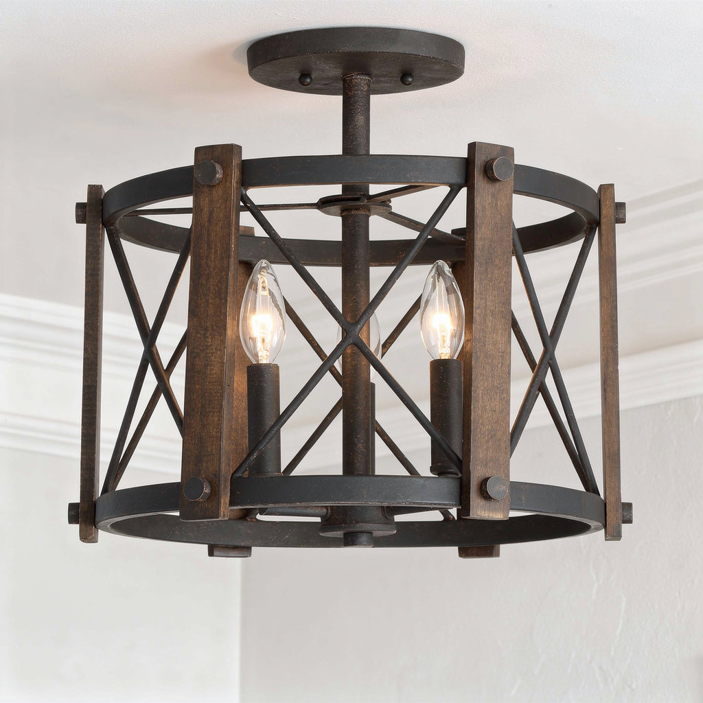 Baron Three Light Semi-Flush Mount