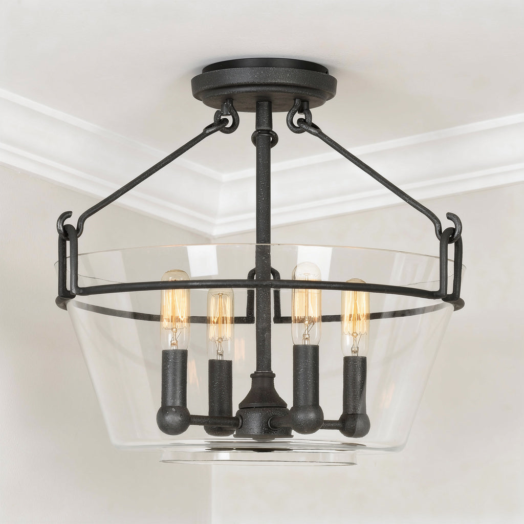Wells Four Light Semi-Flush Mount