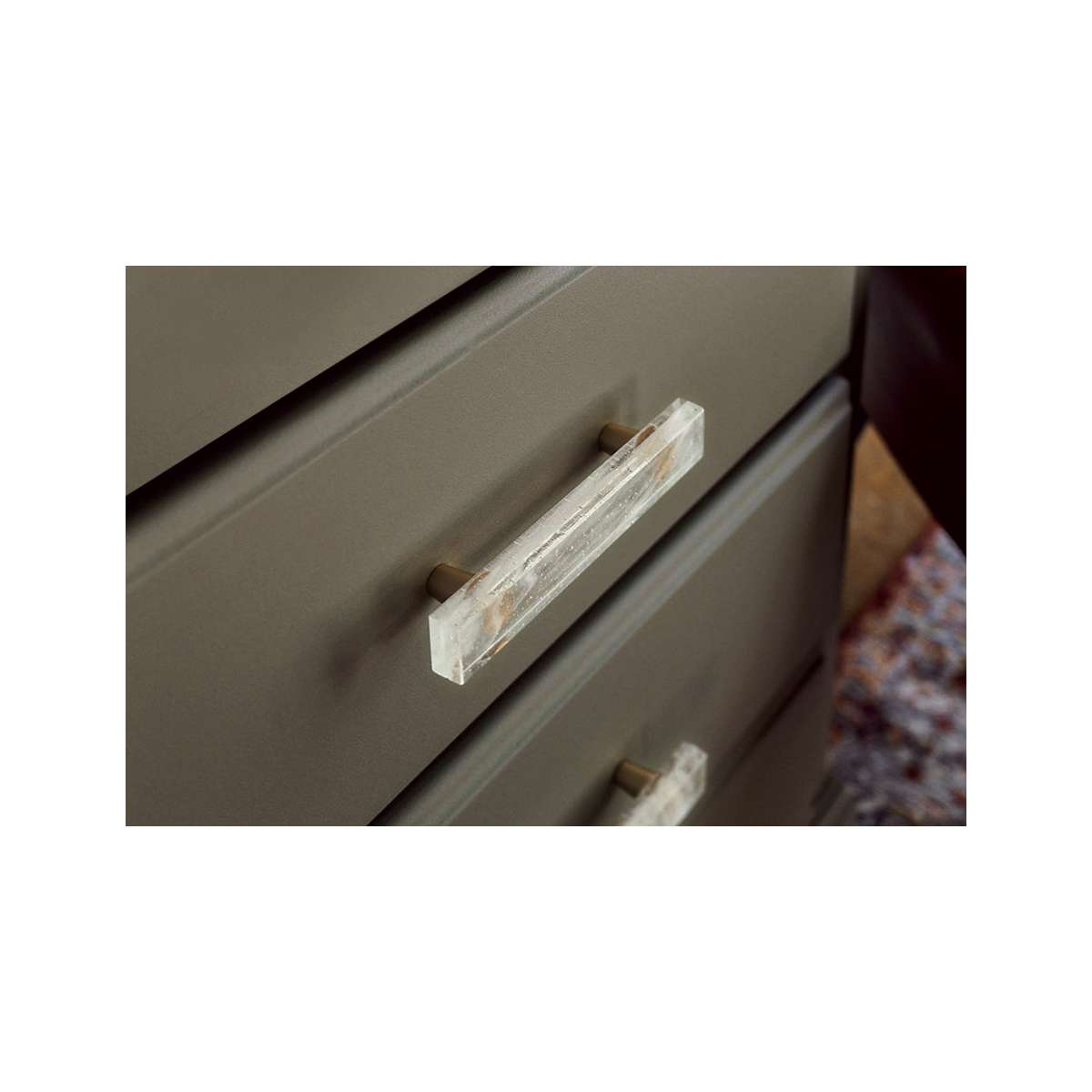 Schaub and Company - 211061-TW-GLD - Fused Glass 4" Center to Center Modern Rectangular Bar Cabinet Handle / Drawer Pull - Made in USA in Gold
