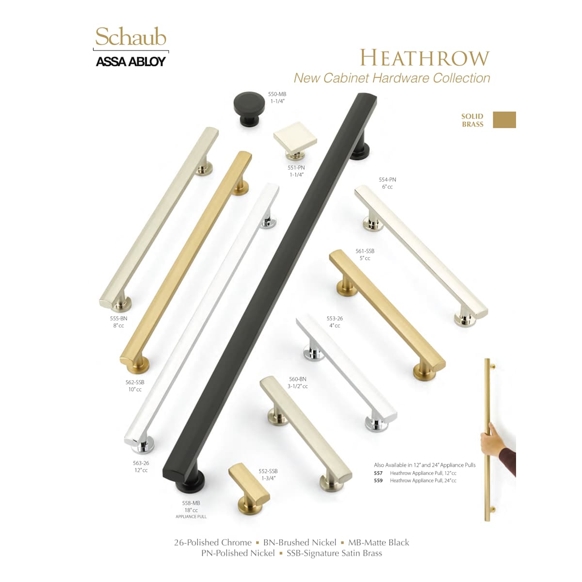 Schaub and Company - 562-BN - Heathrow 10" Center to Center Contemporary Bar Solid Brass Large Cabinet Handle / Drawer Pull in Brushed Nickel