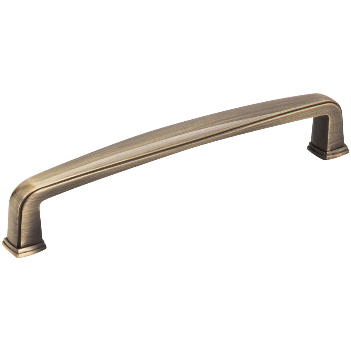 Jeffrey Alexander - 1092-128AB - Milan 1 Series 5-1/16" (128mm) Center to Center Soft Corner Cabinet Handle / Drawer Pull in Brushed Antique Brass