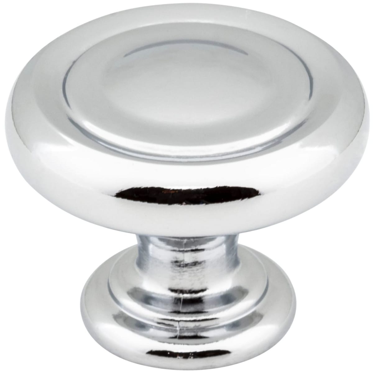 Jeffrey Alexander - 117PC - Bremen I - 1-1/4" Round Traditional Ring Mushroom Cabinet Knob / Drawer Knob with Stacked Foot in Polished Chrome