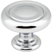 Jeffrey Alexander - 117PC - Bremen I - 1-1/4" Round Traditional Ring Mushroom Cabinet Knob / Drawer Knob with Stacked Foot in Polished Chrome