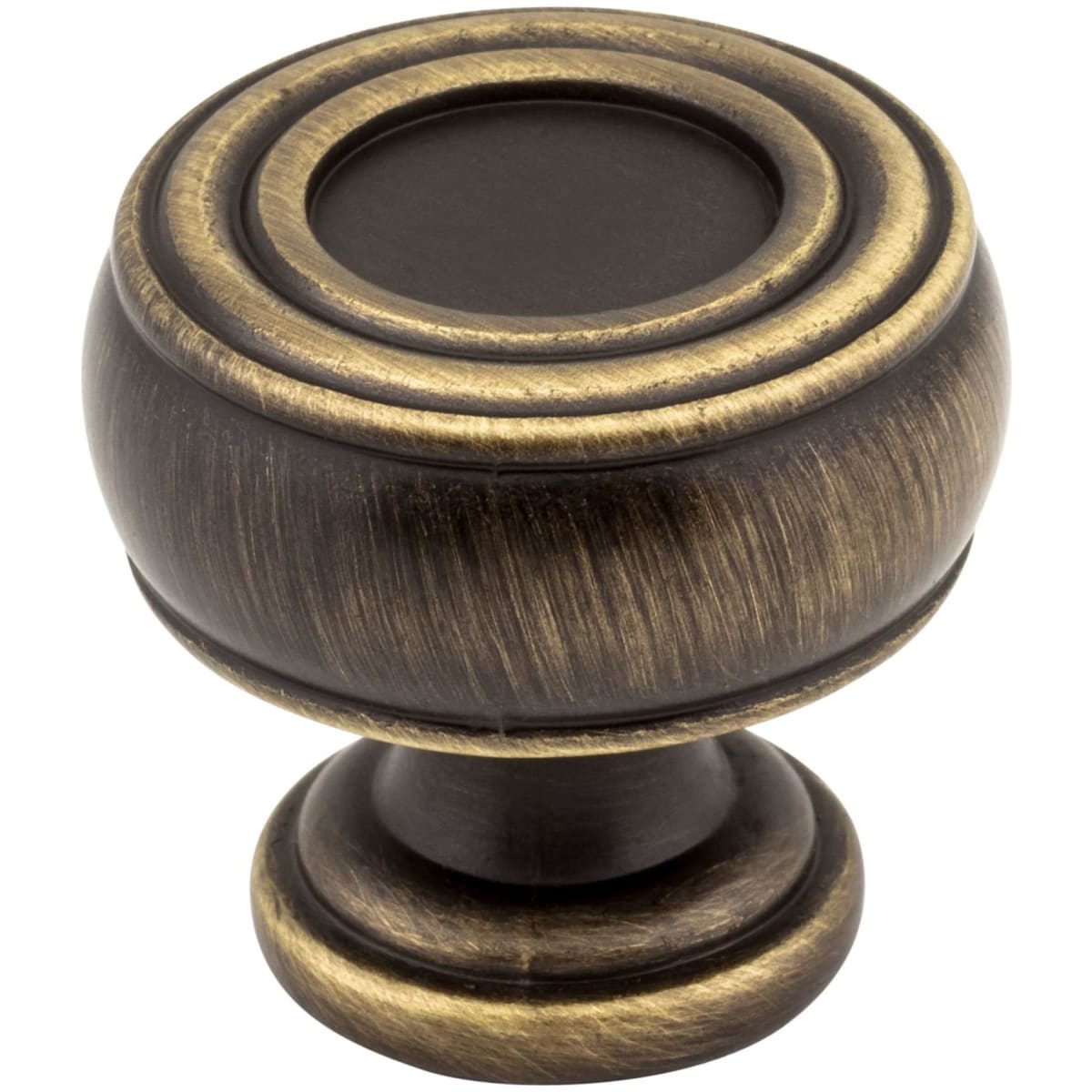 Jeffrey Alexander - 127ABSB - Bremen 2 - 1-3/16" Round Ringed Barrel Traditional Cabinet Knob / Drawer Knob in Antique Brushed Satin Brass